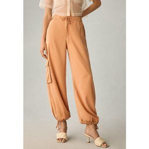 Anthropologie On the Road Drawstring Ankle Cargo Pants Orange - S